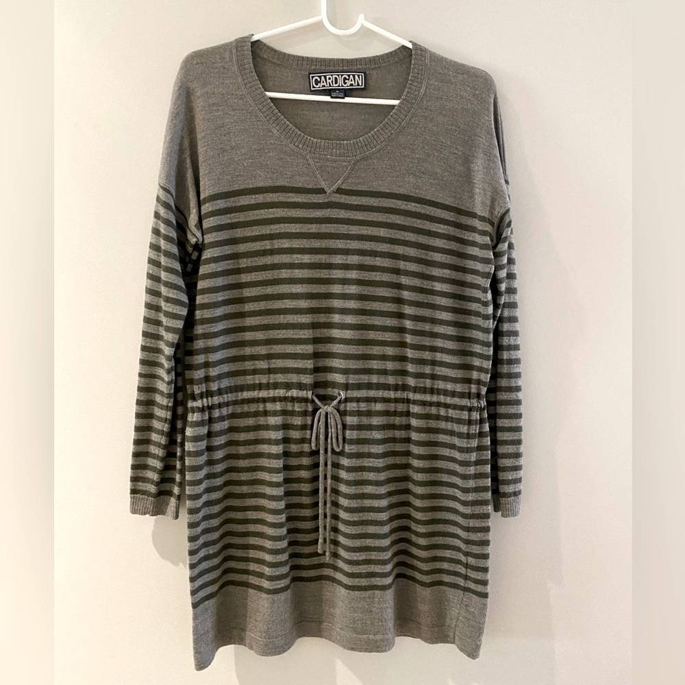 Striped Sweater Dress with Tie Waist Sz M